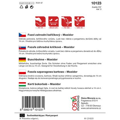 Osiva - Fazol keříčkový MAXIDOR, 10ks