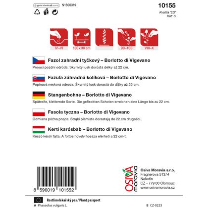 Osiva - Fazol tyčkový BORLOTTO DI VIGEVANO, 10ks