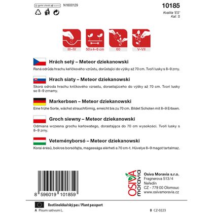 Osiva - Hrách zahradní METEOR, 10ks