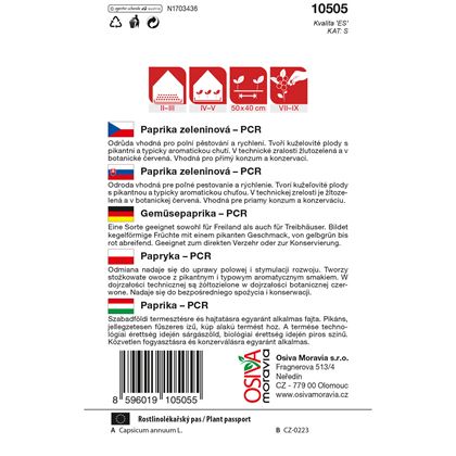 Osiva - Paprika zeleninová - pálivá PCR, 10ks