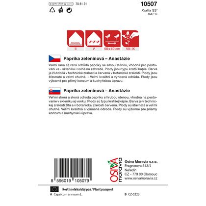 Osiva - Paprika zeleninová - sladká ANASTÁZIE, 10ks