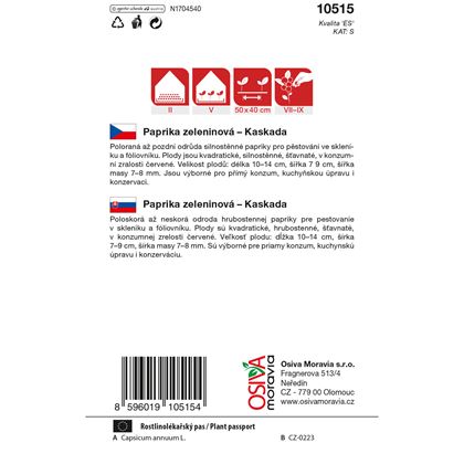 Osiva - Paprika zeleninová - sladká KASKADA, 10ks