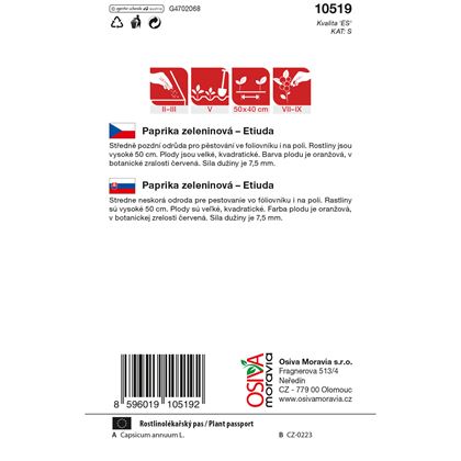 Osiva - Paprika zeleninová - sladká ETUIDA, 10ks