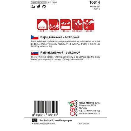 Osiva - Rajče keříčkové balkónové VILMA - červené, 10ks